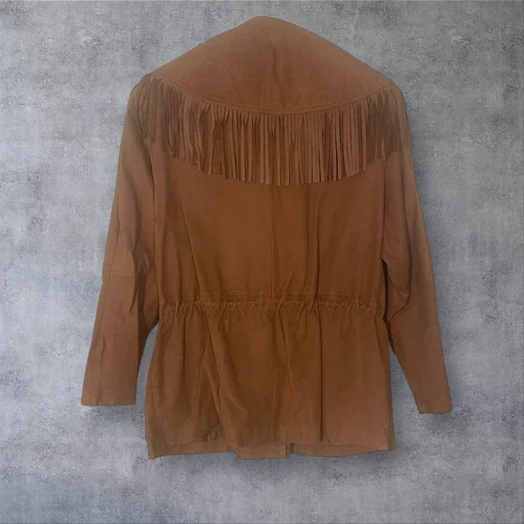 Vintage Laura Winston Leather Fringe Jacket Womens L Southwestern Boho Native - Picture 5 of 11